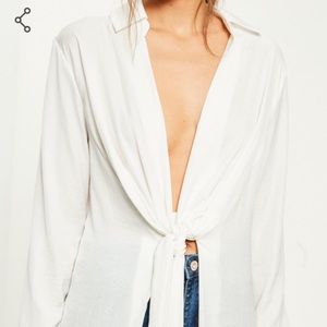 White satin long sleeve blouse